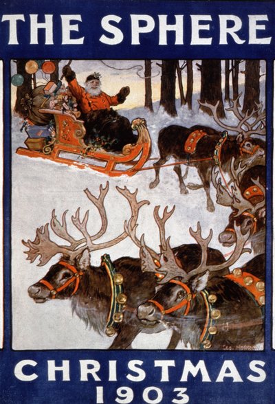 Père Noël et ses rennes - Unbekannter Künstler
