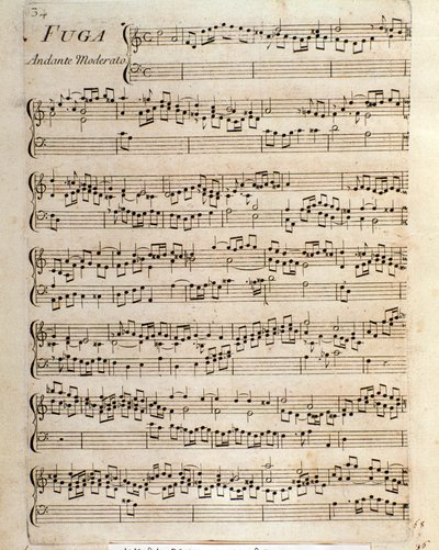 Page de musique pour Fugue en pièces pour le clavecin par Domenico Scarlatti - Unbekannter Künstler