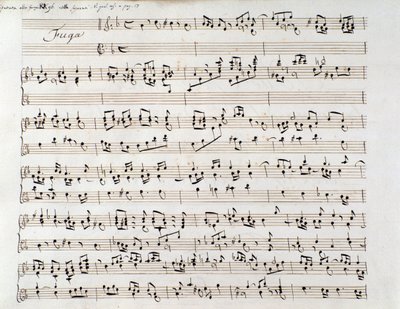 Page de partition musicale pour la fugue de Handel d