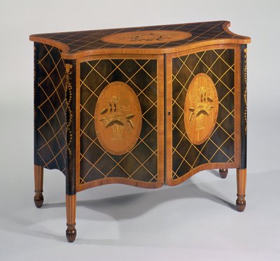 Commode serpentine en marqueterie Sheraton, vers 1790 - Unbekannt