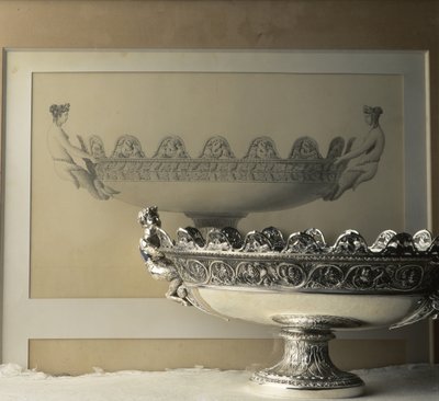 Dessin de coupe en argent réalisé par Jean Baptiste Claude Odiot (1753-1850) et sa reproduction. Début du XIXe siècle - Unbekannt
