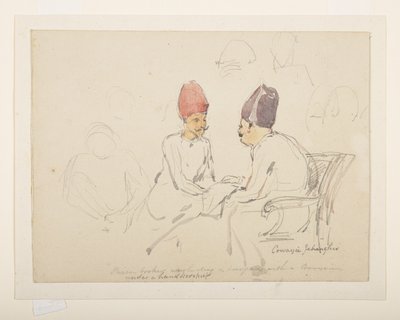 Esquisse de Sir Cowasji Jehangir (crayon et aquarelle sur papier) - Unbekannter Künstler