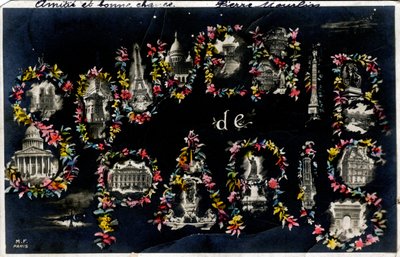 Souvenir de Paris avec différents monuments de la ville - Carte postale datée de 1905 - Unbekannt