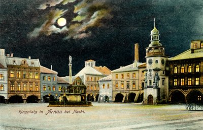 Place à Hostinné (allemand : Arnau) la nuit - Unbekannter Künstler