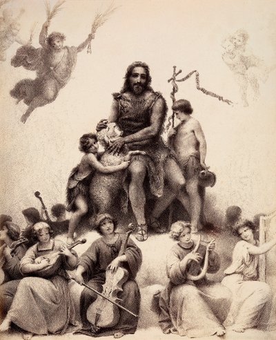 Saint Jean-Baptiste assis, entouré d