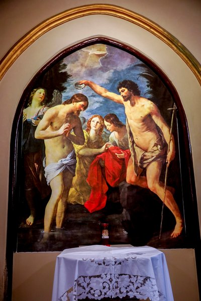 Église des apôtres Saint Pierre et Paul, Palerme, Sicile, Italie. Baptême du Christ, copie d