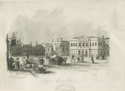 Stafford - Place du Marché : gravure, vers 1841 - Unbekannt
