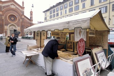 Étal de vente de gravures, Piazza del Carmine, Milan - Unbekannt