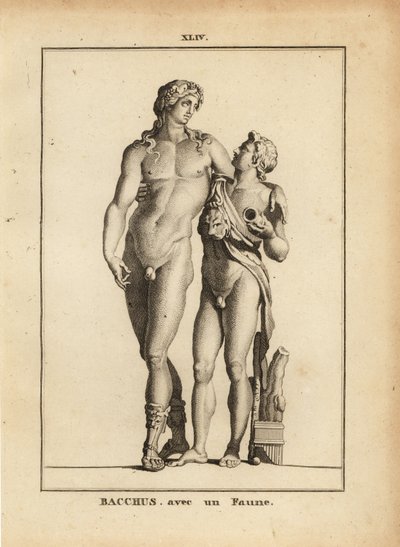 Statue de Bacchus, le dieu romain du vin, et un jeune faune - Unbekannt