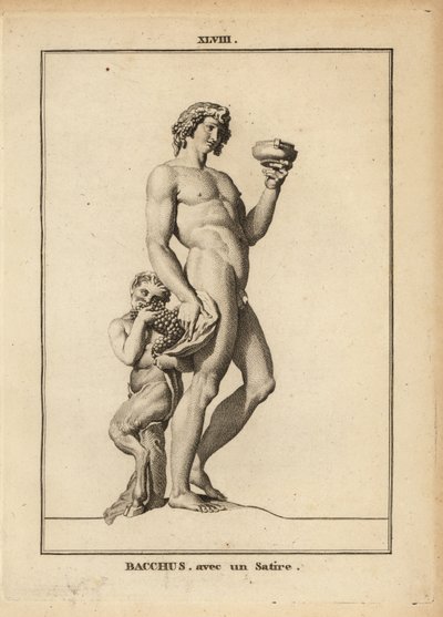 Statue de Bacchus, le dieu romain du vin, nu avec un satyre - Unbekannt