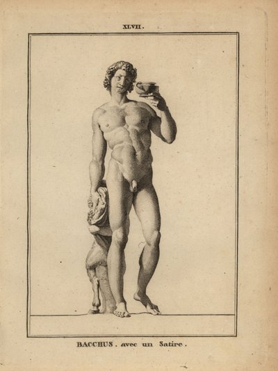 Statue de Bacchus, le dieu romain du vin, nu avec un satyre - Unbekannt