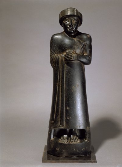 Statue de Gudea, prince de Lagash, néo-sumérienne, de Telloh, ancienne Girsu, c.2130 av. J.-C. (diorite) - Unbekannt