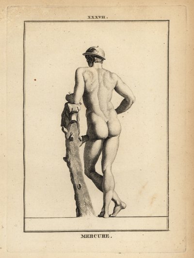 Statue de Mercure, dieu romain du commerce et de la communication, avec un chapeau ailé petasos et une peau de chèvre - Unbekannt