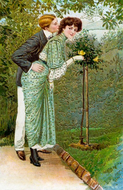 Douce Rose - couple dans un jardin - Unbekannter Künstler