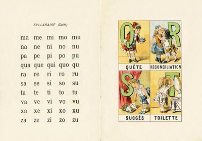 Syllabaire et Q R S T - Gravure extraite de ABCD des petites filles. Pellerin & Cie, imprimeur-éditeur, Epinal, vers 1890. Série A. - Unbekannt