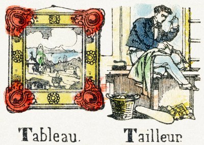 T - Tableau Tailleur - Alphabet de divertissement pour enfants vers 1890 (lithographie) - Unbekannt