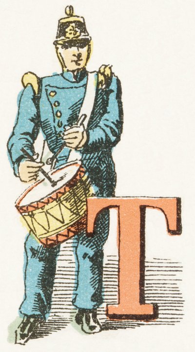 T - Tambour - Alphabet Enfantin, Éditions Gordinne 1920 (gravure) - Unbekannt