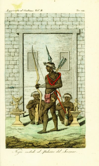 Gardes tatoués ou scarifiés à la porte du Palais de la Reine, Tandi, Angola - Unbekannt