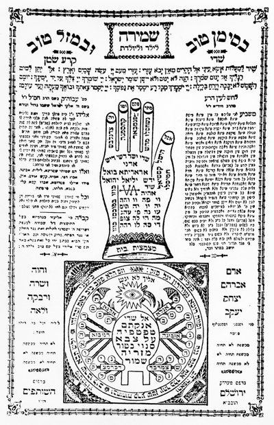 Tefillah (phylactère) avec main de Palestine, vers 1930 (papier imprimé) - Unbekannt