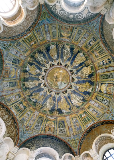 Le Baptême du Christ entouré des Apôtres, de la voûte du dôme central, 5e siècle (mosaïque) - Unbekannt