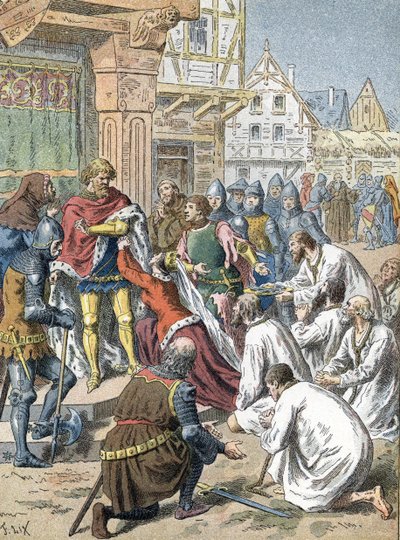 Les Bourgeois de Calais, menés par Eustache de Saint-Pierre, se livrent en otages à Édouard III - Unbekannter Künstler