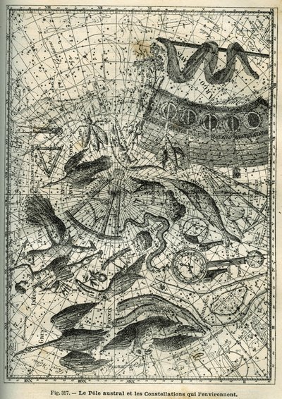 Le pôle Sud et les constellations environnantes : Parmi les nombreuses constellations du pôle Sud se trouvent l