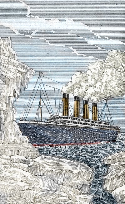 Le paquebot Titanic heurtant un iceberg le 14 avril - Unbekannter Künstler