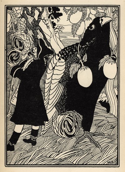 Le baron découvre les grands oiseaux et les rôtis sur les arbres aux États-Unis. Illustration de William Strang (1859-1921) et JB Clark des « Aventures du Baron de Münchhausen » par Rudolf Erich Raspe (1736-1794) (1789) - Unbekannter Künstler