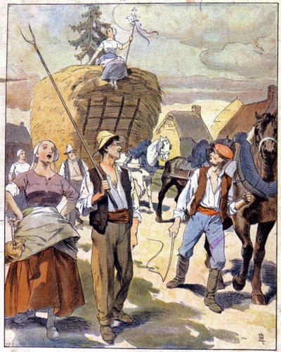 Le dernier char de blé en Beauce, vers 1910 - Unbekannter Künstler