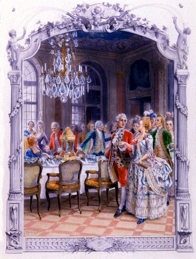 Le repas au 18e siècle, vers 1900 (illustration) - Unbekannter Künstler