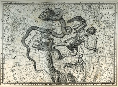 Les constellations proches du pôle Nord : Petite Ourse, Dragon, Céphée, Girafe, Renne et Messier. Gravure tirée de « Les étoiles et les autres curiosités du ciel » de Camille Flammarion - Unbekannt