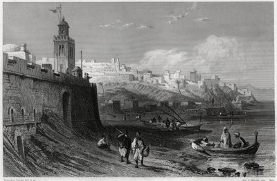 Le port pittoresque de la ville fortifiée de Tanger au XIXe siècle, dans le livre sur la Méditerranée par Louis Enault - Unbekannt