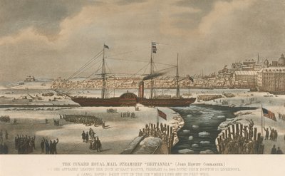 Le vapeur Britannia, de la compagnie Cunard, quittant les docks de Boston (USA) le 3 février - Unbekannter Künstler