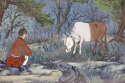 Les dix images de la conduite du bétail du bouddhisme zen représentent les étapes de l