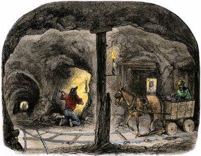 Tunnel dans une mine en Californie - Unbekannter Künstler