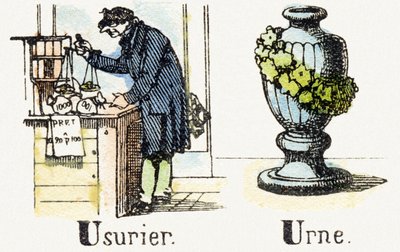 U - Usurier - Urne - Alphabet de divertissement pour enfants c.1890 - Unbekannt