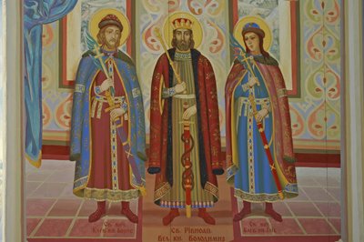 Ukraine, Kiev, Monastère orthodoxe Saint-Michel (orig1108, reconstr. 2001), fresque extérieure - Unbekannt