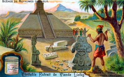 Civilisations Disparues : Tailleur de pierre sculptant pour teocalli - Unbekannter Künstler