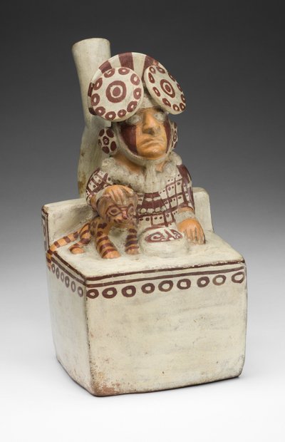 Vase en forme de souverain assis avec un chat des pampas, 250-550 apr. J.-C. - Unbekannt