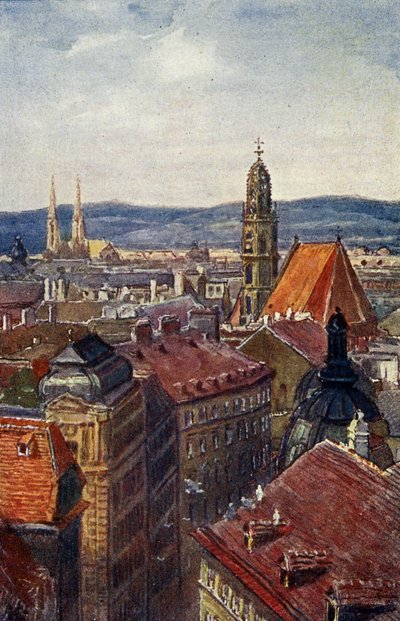 Vienne, Autriche : Vue des toits des tours - Unbekannter Künstler