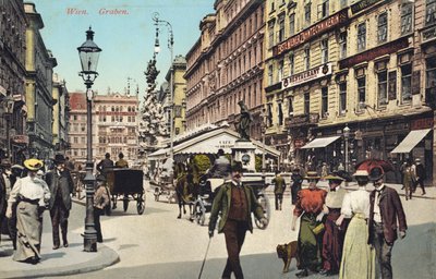 Vienne, Graben - rue célèbre du centre-ville avec des gens se promenant - Unbekannter Künstler