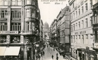 Vienne : Kohlmarkt avec Michaelerkirche en arrière-plan - Unbekannter Künstler