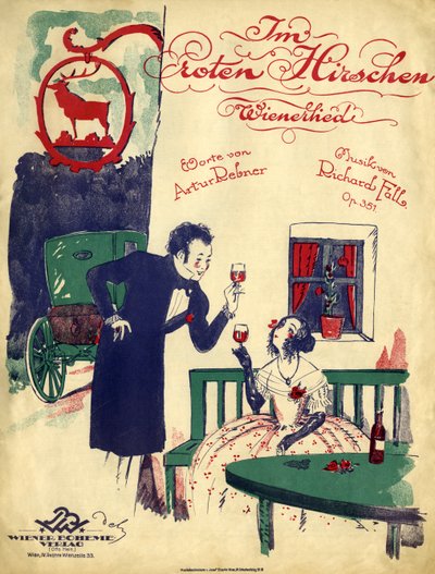 Romance viennoise - couple du début du 19e siècle buvant du vin rouge, portant un toast dans le 