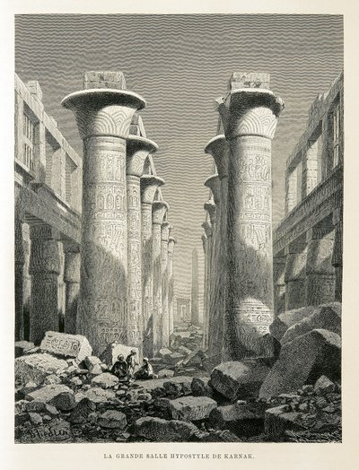 Vue de la Grande Salle Hypostyle à Karnak, Égypte - Illustration de l