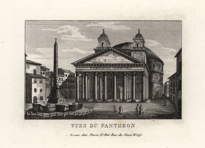 Vue du Panthéon avec fontaine et obélisque Macuteo sur la Piazza della Rotonda, Rome - Unbekannt