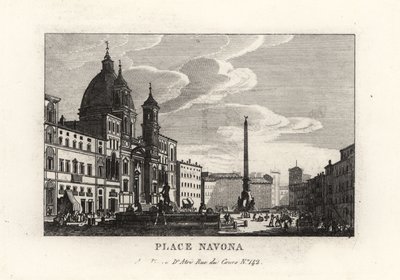 Vue de la Piazza Navona, avec la fontaine, l