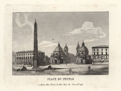 Vue de la Piazza del Popolo avec un obélisque égyptien de Ramsès II de Héliopolis, Rome - Unbekannt