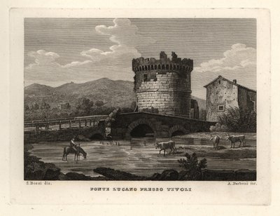Vue du pont de Ponte Lucano sur la rivière Anio près de Tivoli - Unbekannt