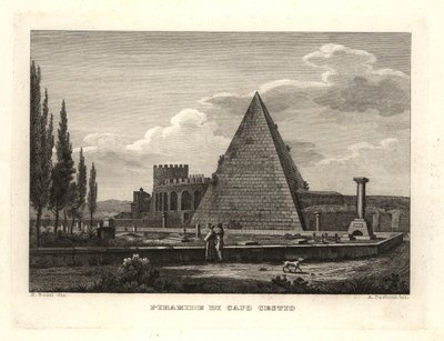 Vue de la Pyramide de Cestius, Rome, construite pour Gaius Cestius - Unbekannt
