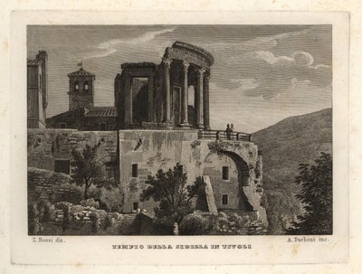 Vue du Temple de Sybil à Tivoli, Tempio della Sibilla à Tivoli - Unbekannt